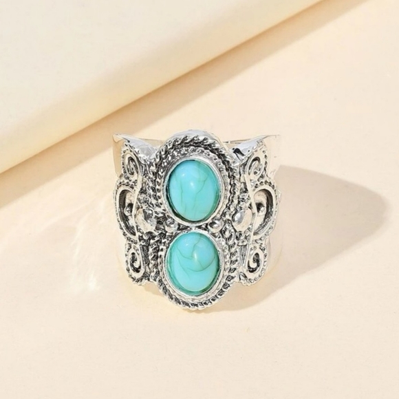 Bohemian Turquoise Silver Ring✨️ - Picture 4 of 12